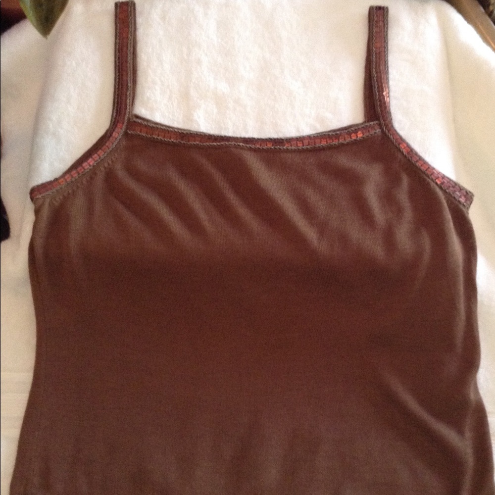 Spaghetti strap coffee top w/added sparkle